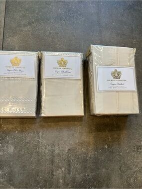 Court of Versailles Caprice King  2 King Pillow Shams & 1 King Bedskirt – Ivory